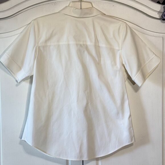Chico's White Camp Shirt, No Iron Cotton, Size Medium - Picture 3 of 9